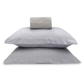 Jogo de Cama Casal Percal Buona Fortuna 3 pçs - Poa Prata