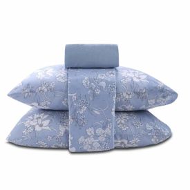 Jogo De Cama Casal 100% Algodão Royale Havan Casa 4 Peças - Laila Azul