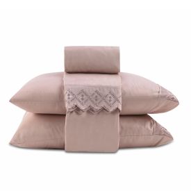 Jogo De Cama Casal 100% Poliéster Com Renda Havan Casa 4 Pçs - Rosa