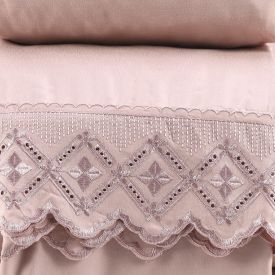 Jogo De Cama Casal 100% Poliéster Com Renda Havan Casa 4 Pçs - Rosa