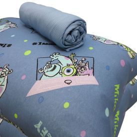 Jogo De Cama Casal Disney Portallar 3 Pçs - Sulley e Mike Azul