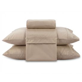 Jogo de Cama Bordado Casal Havan Casa 4 pçs - Bege