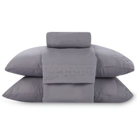 Jogo de Cama Bordado Casal Havan Casa 4 pçs - Cinza Amianto