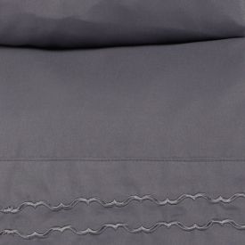 Jogo de Cama Bordado Casal Havan Casa 4 pçs - Cinza Amianto