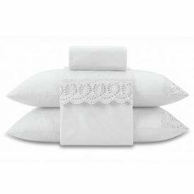 Jogo de Cama Imperial Casal com Renda Havan Casa 4 pçs - Branco