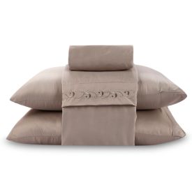 Jogo de Cama Casal Imperial Bordado Havan Casa 4 pçs - Bege