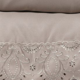 Jogo de Cama Casal Imperial com Renda Havan Casa 4 pçs - Bege