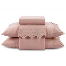 Jogo de Cama Casal Imperial com Renda Havan Casa 4 pçs - Rosa