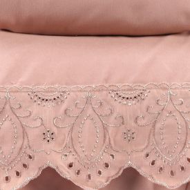 Jogo de Cama Casal Imperial com Renda Havan Casa 4 pçs - Rosa