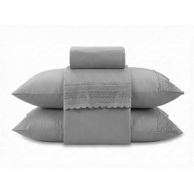 Jogo de Cama Casal Renda Imperial Havan Casa 4 pçs - Cinza Amianto