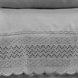 Jogo de Cama Casal Renda Imperial Havan Casa 4 pçs - Cinza Amianto
