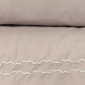 Jogo de Cama Imperial Casal com Bordado Havan Casa 4 pçs - Bege