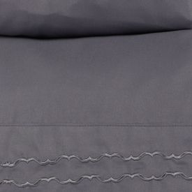 Jogo de Cama Imperial Casal com Bordado Havan Casa 4 pçs - Cinza Amianto