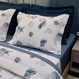 Jogo de Cama King 4Peças Buona Fortuna - Brisa Do Mar Azul