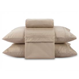 Jogo de Cama King Bordado Havan Casa 4 pçs - Bege