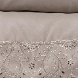 Jogo de Cama King Imperial com Renda 4 pçs Havan Casa - Bege