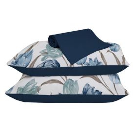 Jogo De Cama King Malha 100% Algodão Solecasa 3 Pçs - Tuly Azul Marinho