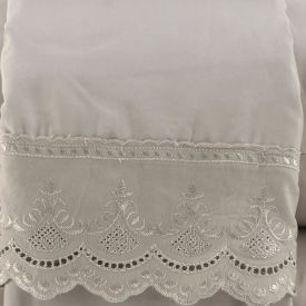 Jogo De Cama Queen 100% Poliéster Com Renda Havan Casa 4 Pçs - Cru