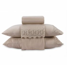 Jogo de Cama Queen com Renda Havan Casa 4 pçs - Bege