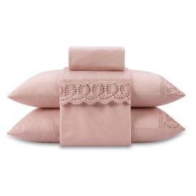 Jogo de Cama Queen com Renda Havan Casa 4 pçs - Rosa