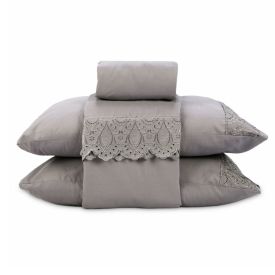 Jogo de Cama Queen Imperial com Renda Havan Casa 4 pçs - Cinza Amianto