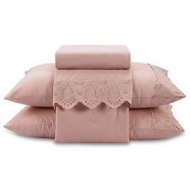 Jogo de Cama Queen Imperial com Renda Havan Casa 4 pçs - Rosa