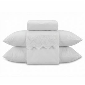 Jogo de Cama Queen Imperial com Renda Havan Casa 4 pçs - Branco