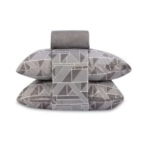 Jogo de Cama Queen Napoli Havan Casa 4 p&ccedil;s  - Gr&aacute;fico Geom&eacute;trico Cinza