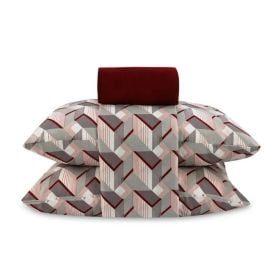 Jogo de Cama Queen Napoli Havan Casa 4 p&ccedil;s  - Tridi Geom&eacute;trico Vinho