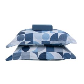 Jogo De Cama Queen Percal 200 Fios Buona Fortuna 3 Pçs - Lorenzo Azul