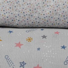  Jogo de Cama Solteiro 150 Fios Havan Kids 3 p&ccedil;s - Aster Star Cinza