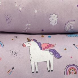  Jogo de Cama Solteiro 150 Fios Havan Kids 3 p&ccedil;s - Unic&oacute;rnio Lil&aacute;s