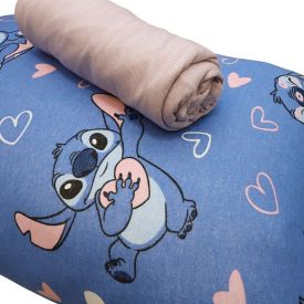 Jogo de Cama Solteiro Malha Estampado Disney - Stitch Sweet Malbec