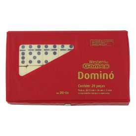 Jogo De Dominó Com Estojo Vermelho 28 Peças Western - DO-06
