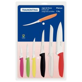 Jogo De Faca Tramontina Aço Inox 7 Peças - Mix Cores 