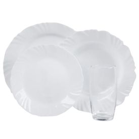 Aparelho de Jantar Opaline Pétala com Copos Nadir 16 Peças - Branco