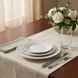 Aparelho de Jantar Opaline Pétala com Copos Nadir 16 Peças - Branco