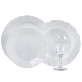 Aparelho de Jantar Opaline Pétala com Taças Nadir 16 Peças - Branco