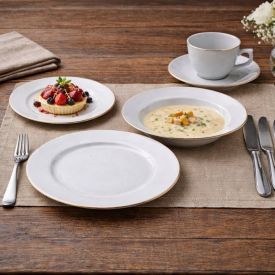 Jogo de Jantar Porcelana com Filete de Ouro Imperial Havan Casa - 20 Peças