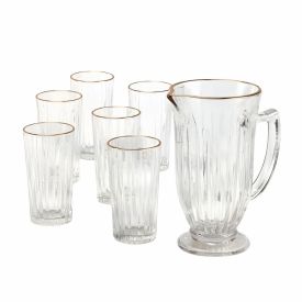 Jogo De Jarra Com Copos Melina Filete Dourado Hauskraft - 7 Peças