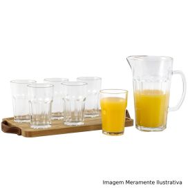 Jogo De Jarra Com Copos Miami Havan Casa 7 Peças - Vidro