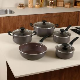 Jogo de Panelas Indução Tunis Tramontina 5 Peças - Marrom
