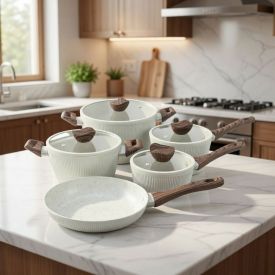 Jogo de Panelas Elegance Indução Havan Casa 5 Peças - Baunilha 