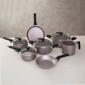 Jogo de Panelas Tramontina Milazzo Starflon Max Amêndoa - 7 Peças