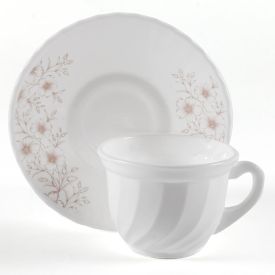 Jogo De Xícaras Com Pires Opaline Safira 190Ml Havan Casa 12 Pçs - Branco