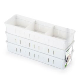 Jogo Organizadores De Gaveta Com Divisórias 3 Peças Dasplast - Branco