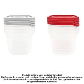Jogo Potes de Plástico Mais Plasvale 530Ml 4 Peças - Sortido