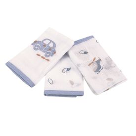 Kit 3 Panos De Boca 32Cm X 32Cm 100% Algodão Havan Baby - Carros