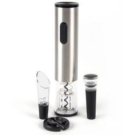 Kit Abridor De Vinho Elétrico Havan Casa 4 Peças - Prata