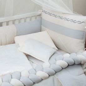 Kit Berço 9 Peças Tiquinho Baby  - Cinza